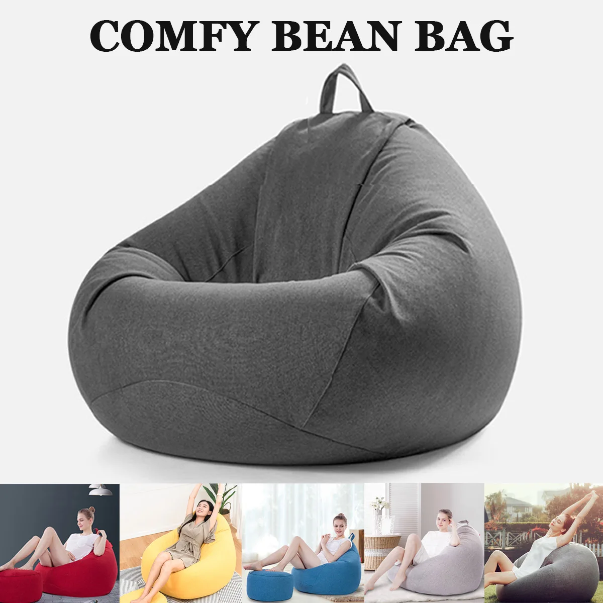 Large Small Lazy BeanBag Sofas Cover Chairs without Filler Linen Cloth Lounger Seat Bean Bag Pouf Puff Couch Tatami Living Room