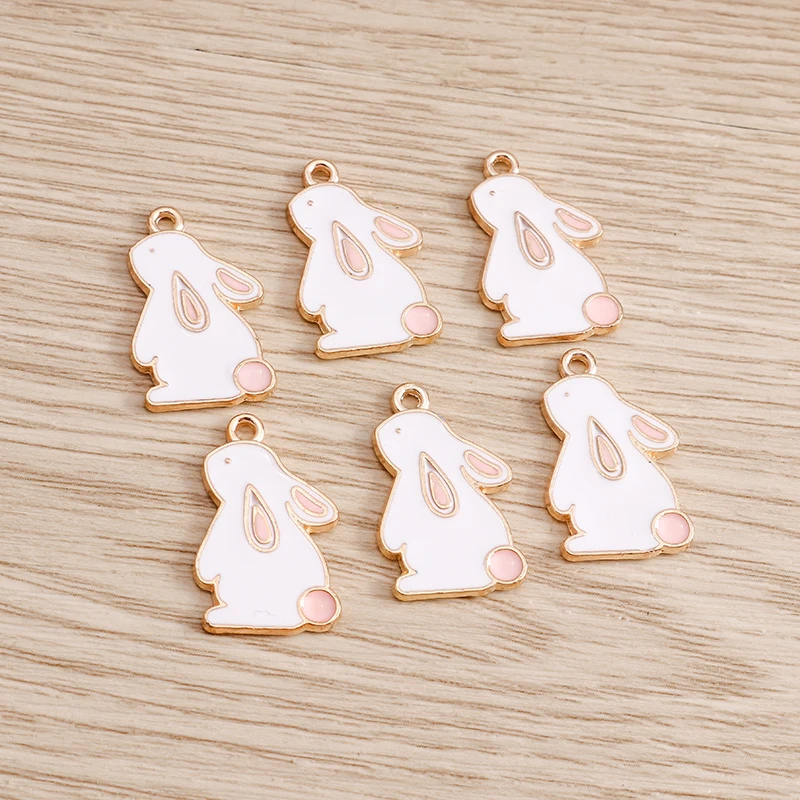 10pcs 16*21mm Enamel Rabbit Charms for Jewelry Making Alloy DIY Charms Pendants Necklaces Earrings Accessories Handmade Crafting