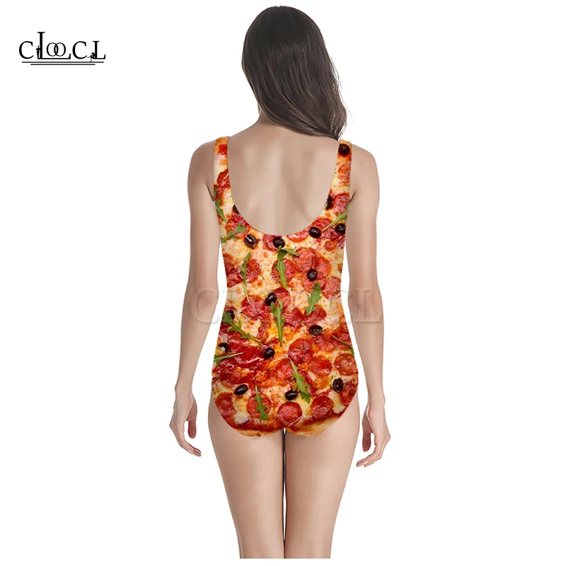 CLOOCL Food Pizza Series 3D Print Girls One-piece Swimsuit Bathing Suit Sleeveless Slim Sexy Women\'s 2021 Summer New Swimwear