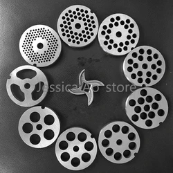 12# Meat Grinder Blade Stainless Steel Cross Head Hole Plate Grate Screen Sieve Plate Meat Grinder Accessories Replacement