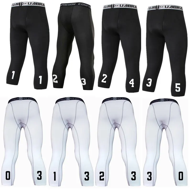 

Men Sporting Gymming QUICK-DRY Workout Compress Capri Cropped Legging Bodybuilding Runs Slim Fitness Yogaing Shapers Pants 1023