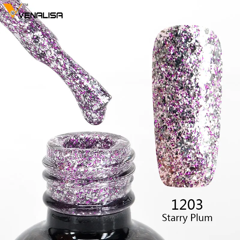 Venalisa 12ml Nagelkunst-Gel-Lack Super Glänzender Diamant-Glitter Pailletten-Sternenhimmel Platin-Emaille für Perfekte Maniküre – Detail 8