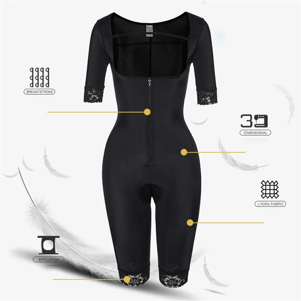 Shapewear Bodysuit Damen Schwarz Shapers Schnür-Unterbrust-Ganzkörper-Bodysuits mit Öffnung im Schritt Schlankmachende Unterwäsche – Detail 5