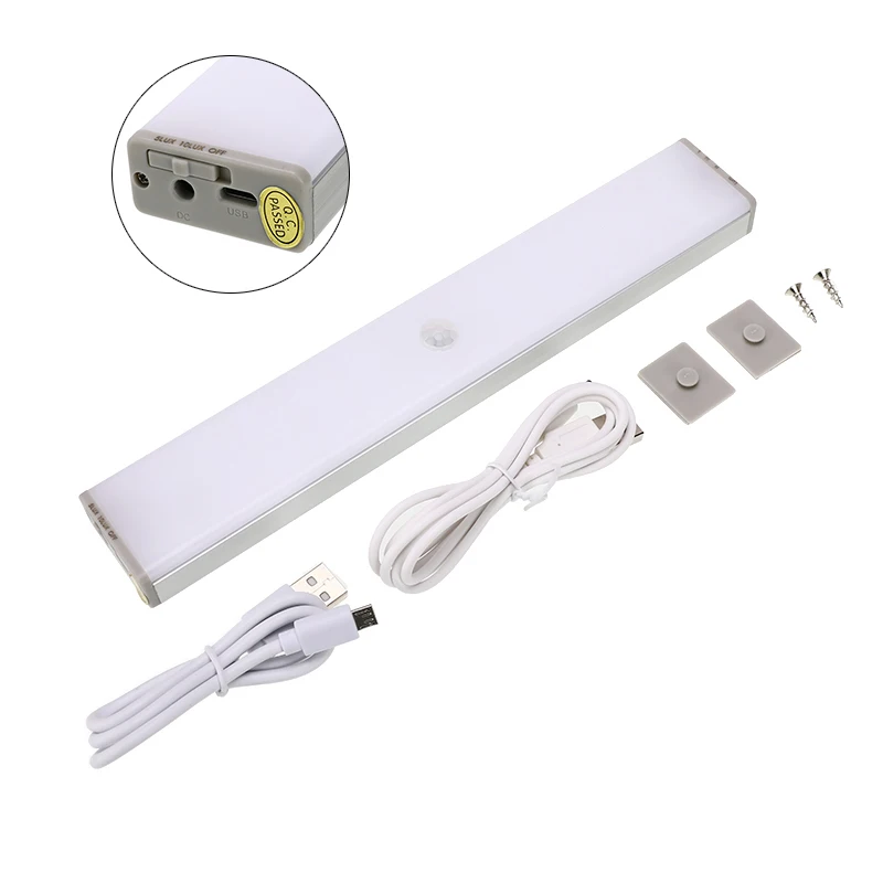 PIR Lampu Sensor Gerak Lemari Pakaian Lampu Malam USB Isi Ulang LED Lampu Tempat Tidur Lemari untuk Dapur Lampu Dinding Dalam Ruangan