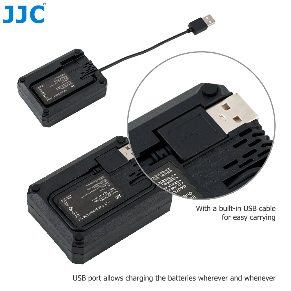 JJC USB Dual Battery Charger for Nikon EN-EL15 EN-EL15a EN-EL15b Battery on Camera Z7 Z6III D850 D810A D810 D800 Replaces MH-25A