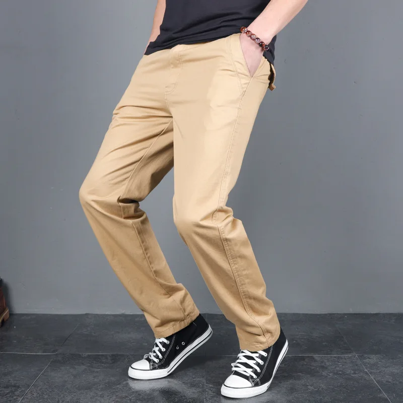 Nam Mới Mùa Xuân, Mùa Thu Chắc Chắn Quần Âu Cotton Mỏng Phù Hợp Với Nơ Kết Hợp Quần Chinos Sành Điệu Thời Trang Quần Dài Nam Pantalon Hombre Plus Kích Thước 3XL 4XL