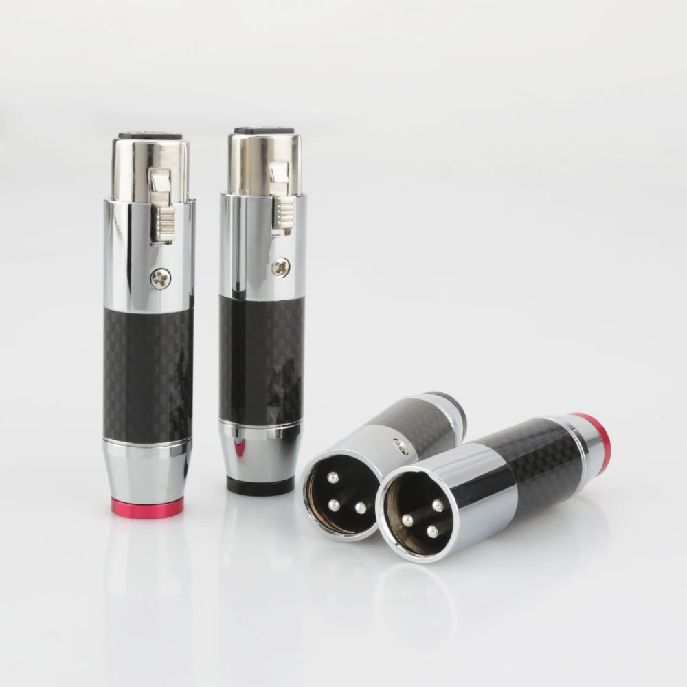 4 قطعة XLR محول القابس 3 دبوس ألياف الكربون الروديوم تصفيح الراقية الصوت XLR وصلات ذكور وإناث مكبرات الصوت Hifi AUX مقبس متفرع