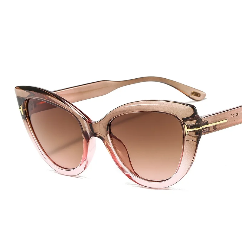 D & T – lunettes de soleil yeux de chat UV400 pour femmes et hommes, nouvelle mode, dégradé, monture de lentille léopard, marque de styliste de luxe