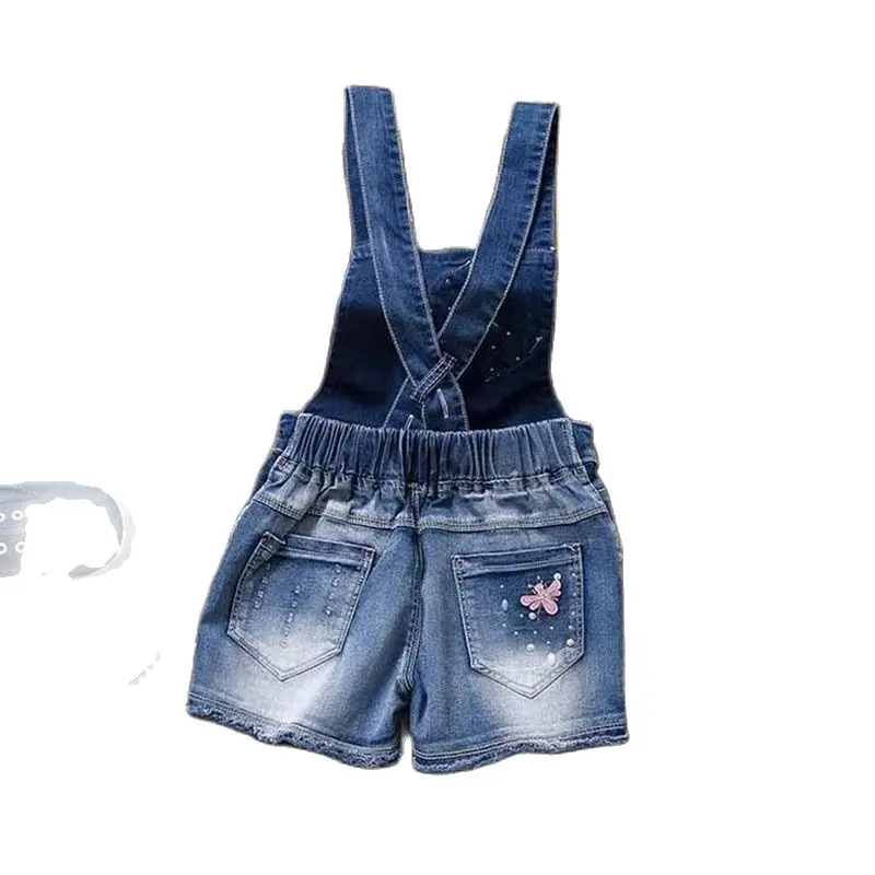 2023 Summer Toddler Teenager Jumpsuits Girls Overalls Denim Shorts Girl Clothes Children Kids Straps Short Pants 1-6Y