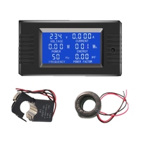 6in1 220V 100A AC Single Phase Digital Panel Amp Volt Current Meter Watt Kwh Power Factor Energy Meter With Coil CT/Split CT