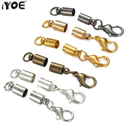 10pcs Outer Size 2-10mm Pu Leather Cord Crimps End Tip Caps Connector Tail Chain Lobster Clasp Hooks for Jewelry Making Bracelet