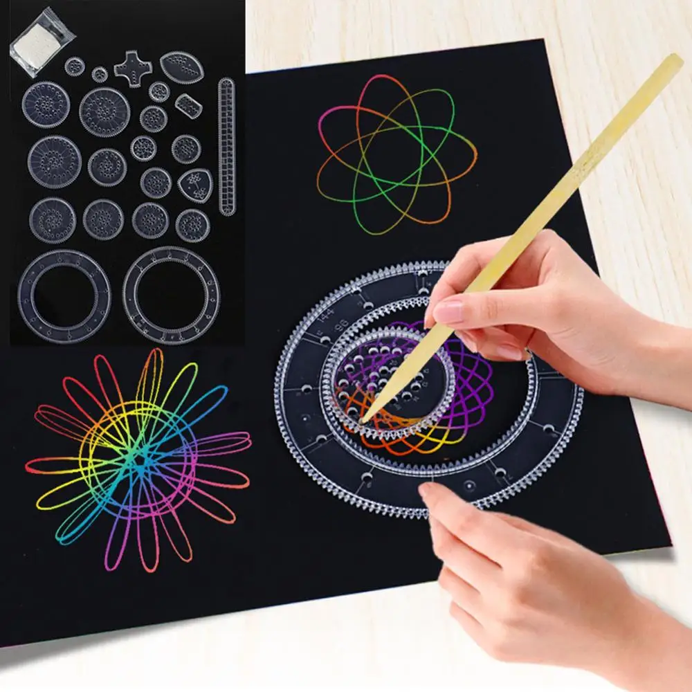 22Pcs Spirograph ปากกาวาดรูปชุด Gears Interlocking & ล้อวาดอุปกรณ์เสริมความคิดสร้างสรรค์ของเล่นเพื่อการศึกษาเด็ก