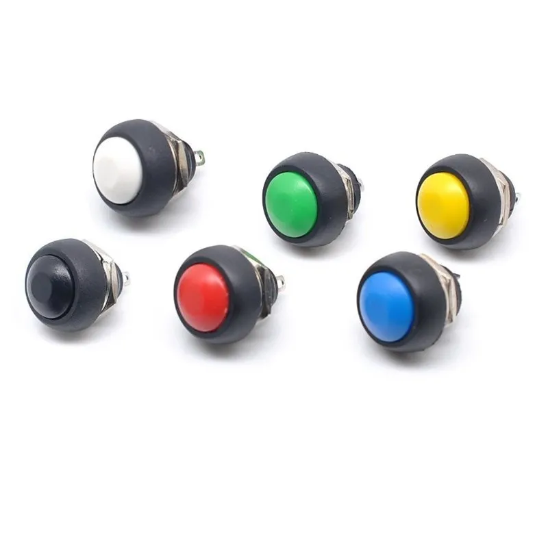 6Pcs PBS-33b 2Pin Mini Switch 12mm 12V 1A Waterproof momentary Push button Switch since the reset Non-locking