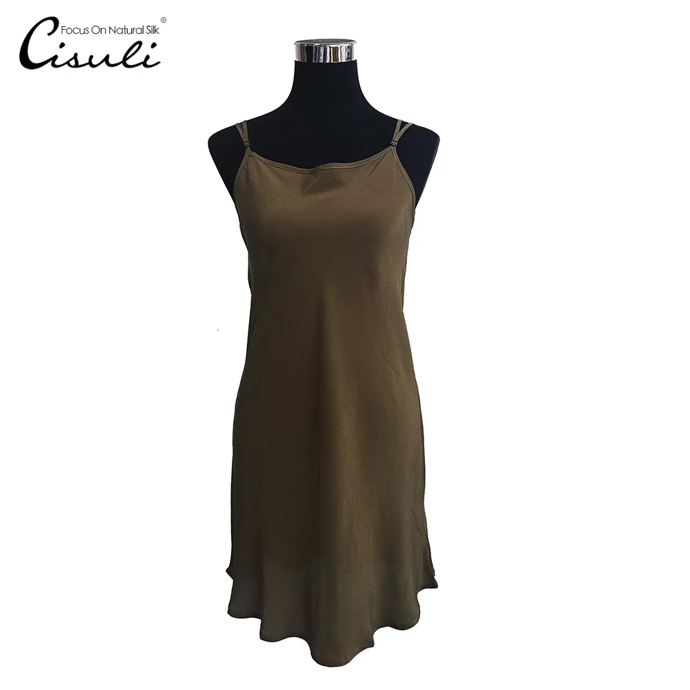 

CISULI 100% Crepe Dress Summer Strap Dresses Lightweight Cool Women Dress