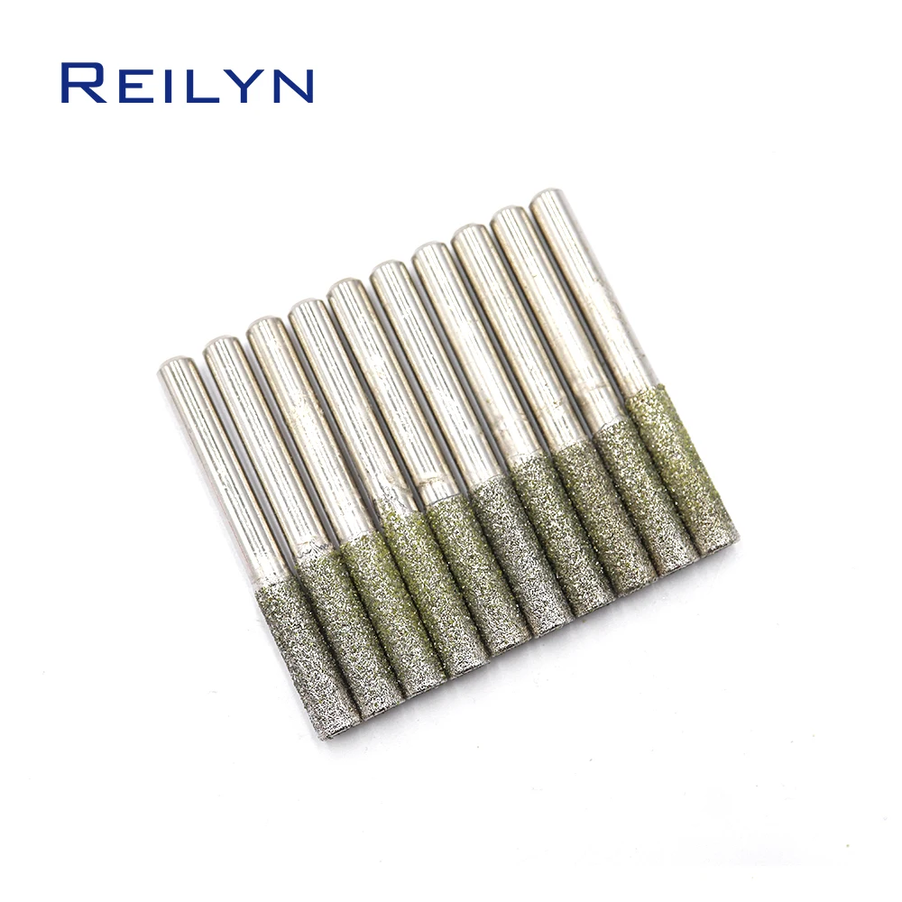 5pc 60# Cylinder Bits 6/8/10mm Emery grinding points Diamond abrasive bits jade grinding burr teeth dental machine abrasives