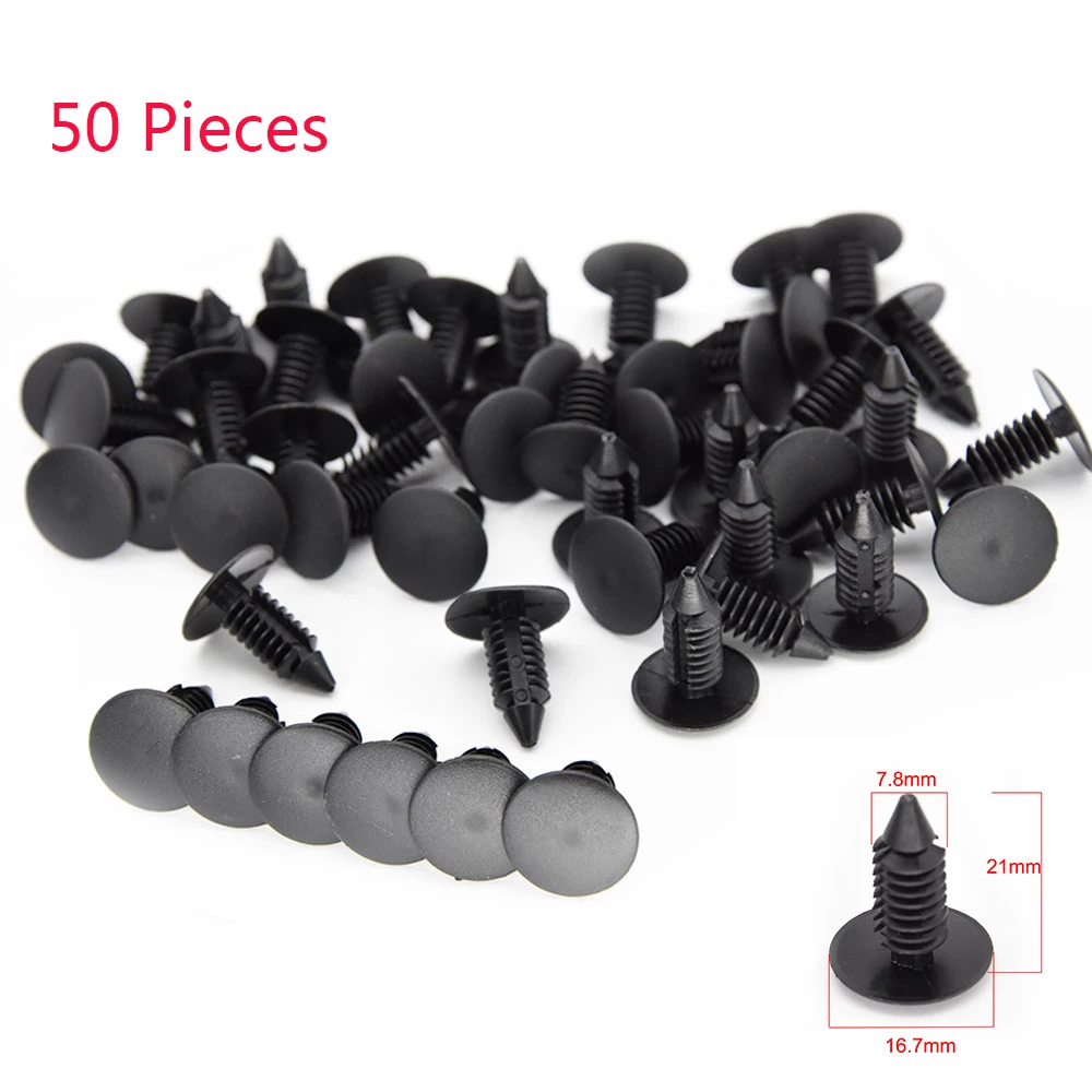 50Pcs 8mm Auto Plastic Bumper Fastener Rivet Retainer Push Type Engine Cover Fastener Fender Car Door Trim Panel Clip 6MM Black