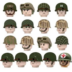 WW2 Military Building Blocks USA Solider Figures Medic Printed Mini Bricks Weapon Gun Helmet Camouflage MOC Educational Toys