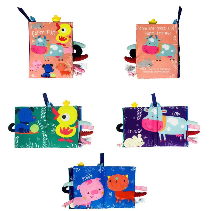 Hot Sale 0-36Month Baby Early Learning Educate Toy Tail Cloth Book Parent-child Interactive Sound Paper Puzzle Cloth Book Rattle