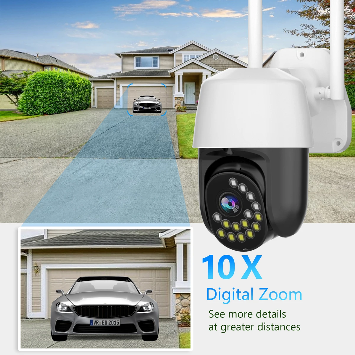 Outdoor PTZ Wireless IP Camera Auto Tracking 3MP Cloud Home Security Wifi Camera 10X Digital Zoom Speed Dome Camera 15pcs LEDS