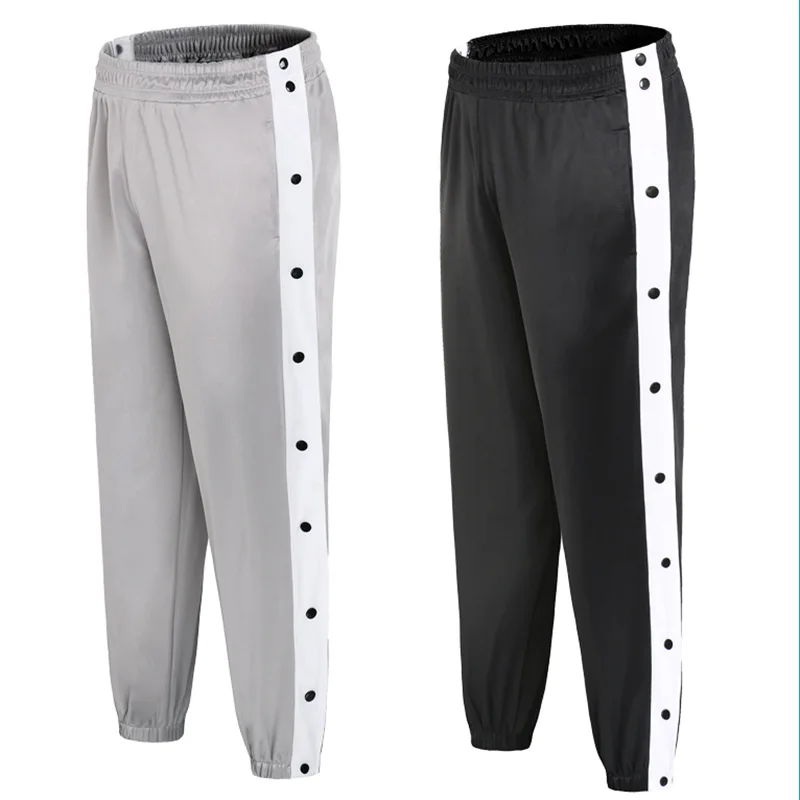 Men Basketball Pants Side Striped Button Easy To Wear Mens Casual Pant Loose Sweatpants