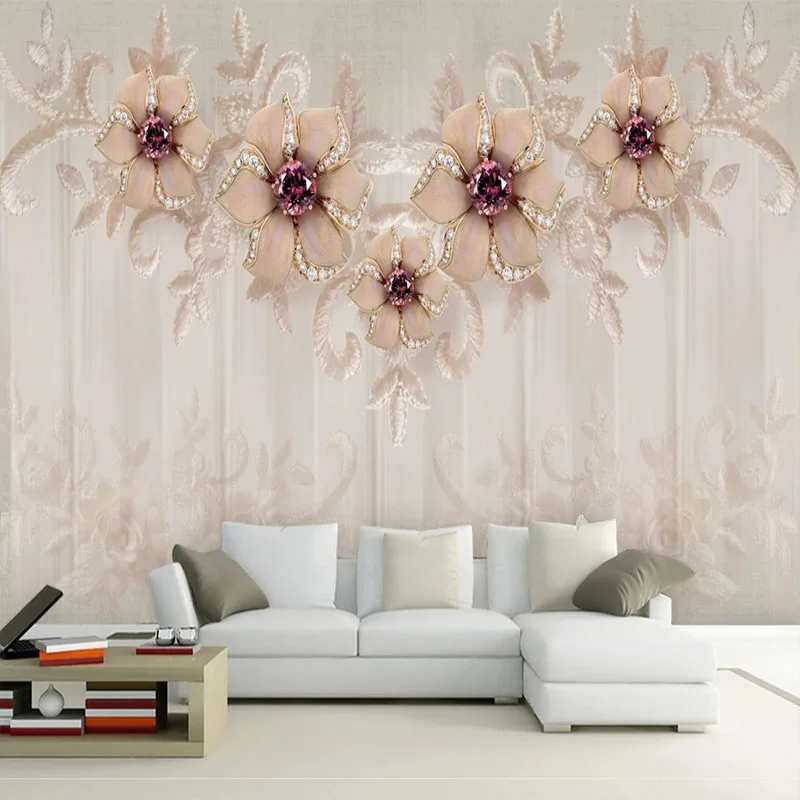 Custom Mural Wallpaper 3D Retro Romantic Elegant European Style Jewelry TV Background Wall Waterproof Stickers Papel De Parede