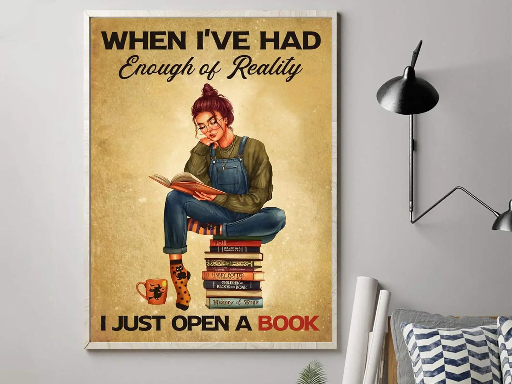 A Girl Who Loves Books, Book Lover SVG, When I’ve Had Enough of Reality I Just Open A Book Poster, Vintage Book Poster, Bo