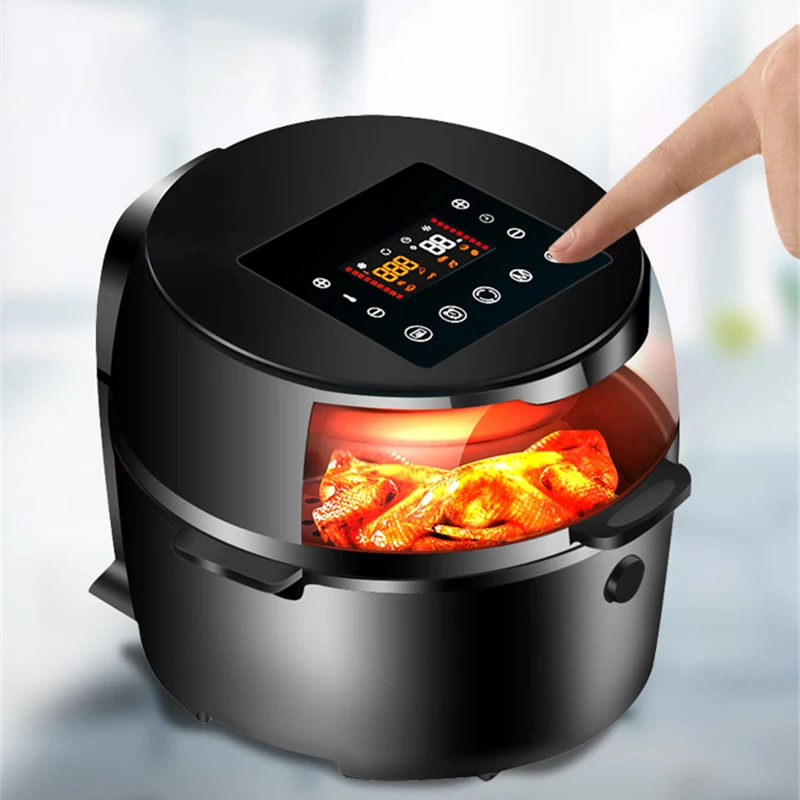 

220V 1500W Smart Home Hot Big Electric Cooker Airfryer Deep Digital 8l Air Fryer Oven No Oil 360°baking LED Touchscreen Nonstick