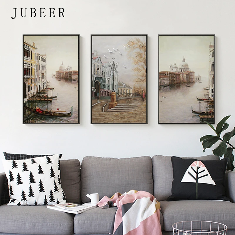 

Water City Landscape Canvas Paintings Modular Pictures Wall Art Canvas for Living Room Decoration No Framed Posters and Prints