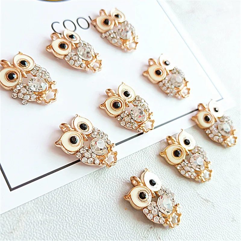 10pcs/lot Crystal Owl  Animal  Enamel Charms Fashion Jewelry Earring Bracelets DIY Making Charms
