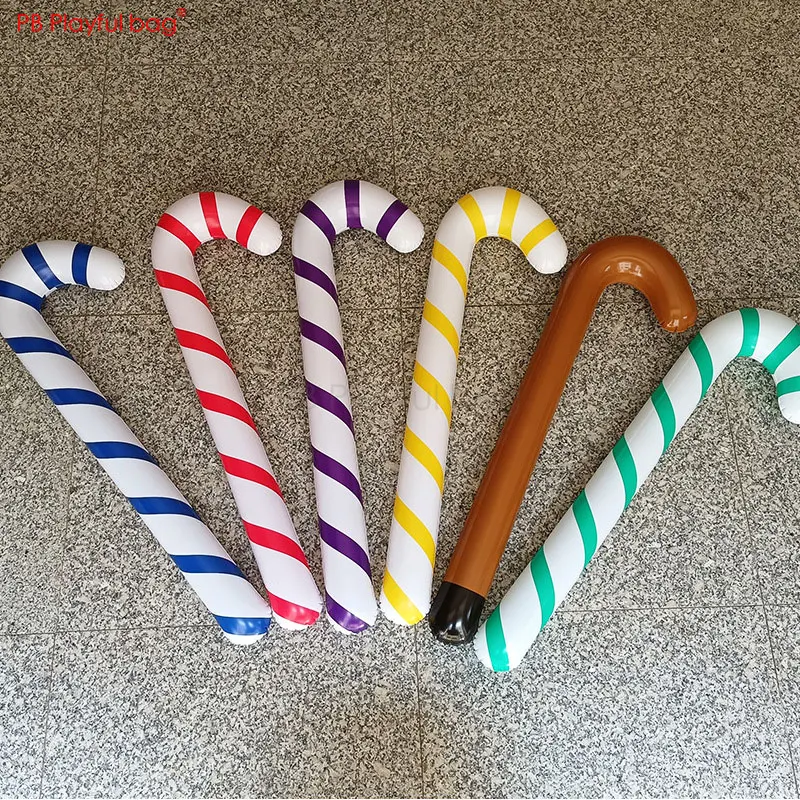 Playful bag 3pcs 87CM Christmas inflatable canes Candy color cane toys Christmas decoration Creative children toy AC06