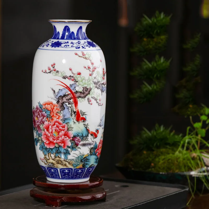 Jingdezhen Porcelain Vase Qianlong Blue And White Ceramic General Tank Jar Home Living Room Porch Handicraft Decoration