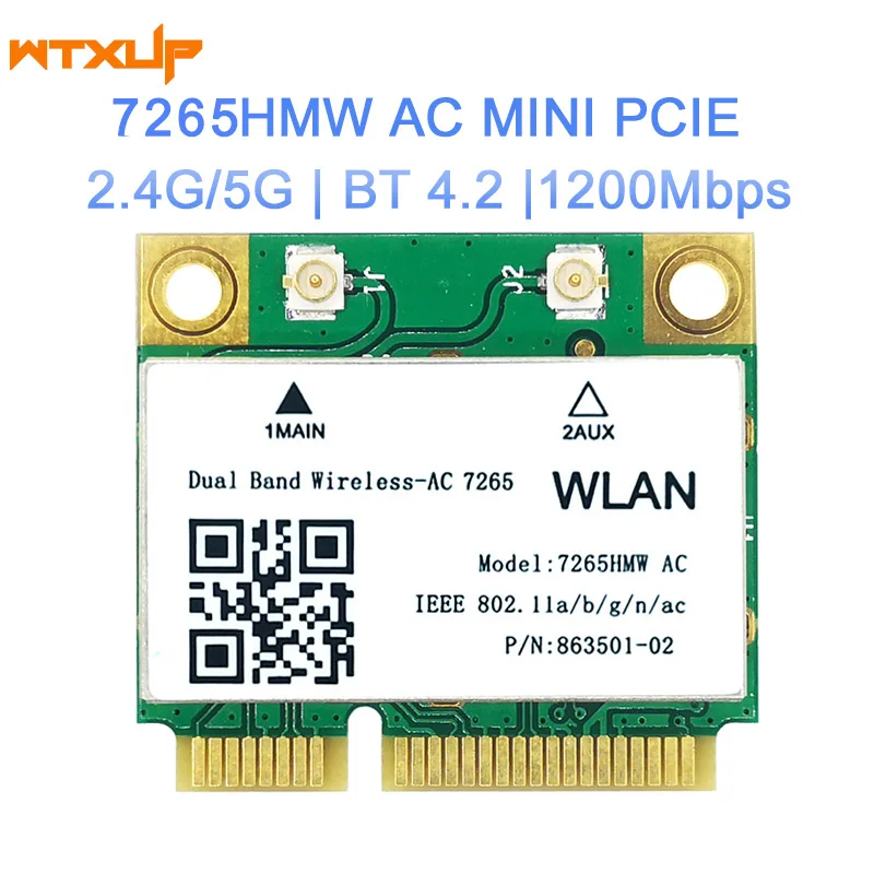 7265HMW 876Mbps Dual Band 2.4G+5G Wifi Wireless Mini PCI-E Card Bluetooth 4.0 for 7260 8260 8265 8265HMW AX210HMW