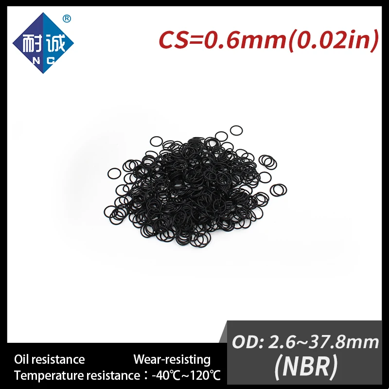 10 개/몫 고무 검정색 NBR CS0.6mm OD2.6/2.7/3.4/4.2/7.2/17.2/33/37.8*mm O 링 가스켓 내유성 방수 니트릴 고무