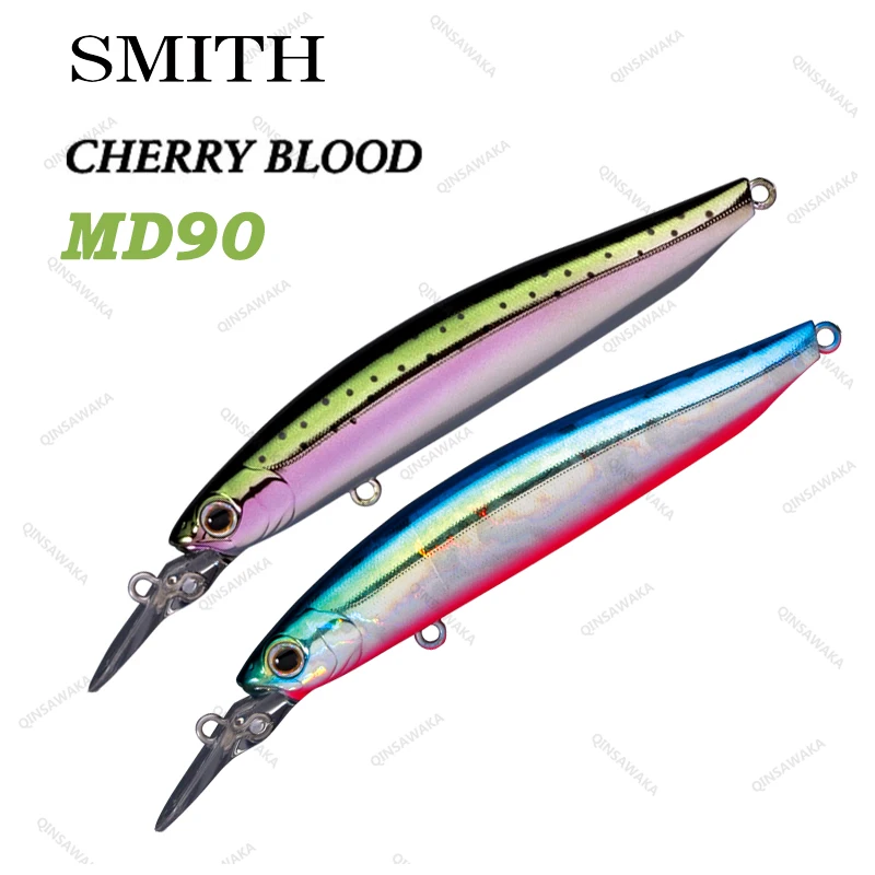 Made In Japan SMITH Cherry Blood MD90 90S Bass Lure Fishing Floating sinking minnow Saltwater Spinning sharp wobbling