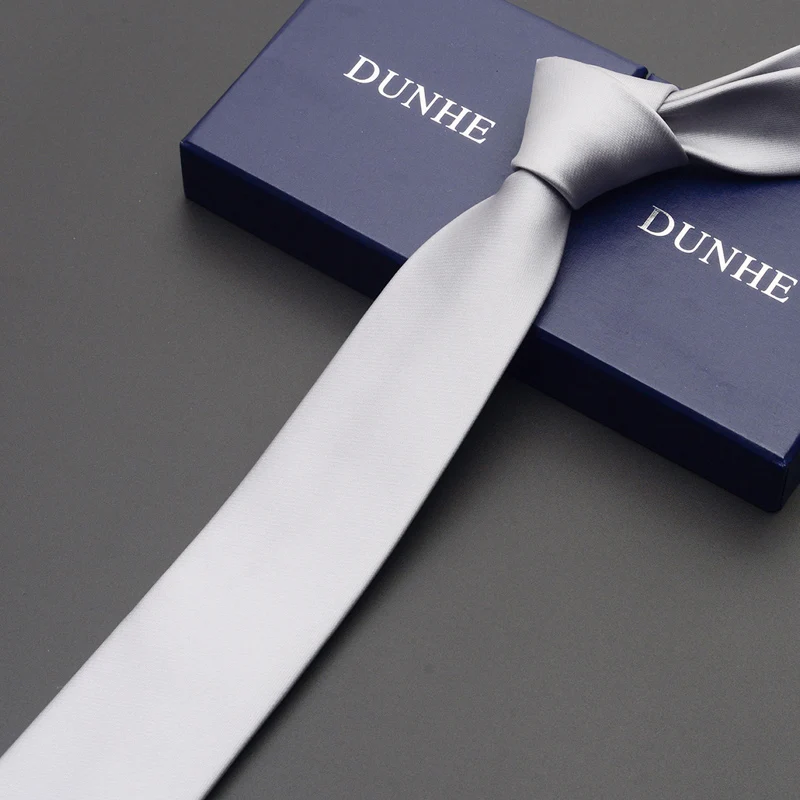 Corbatas de boda de alta calidad para hombres, corbata delgada de 6cm, diseñadores de marca, corbata de cuello de plata gris y azul con regalo, 2024