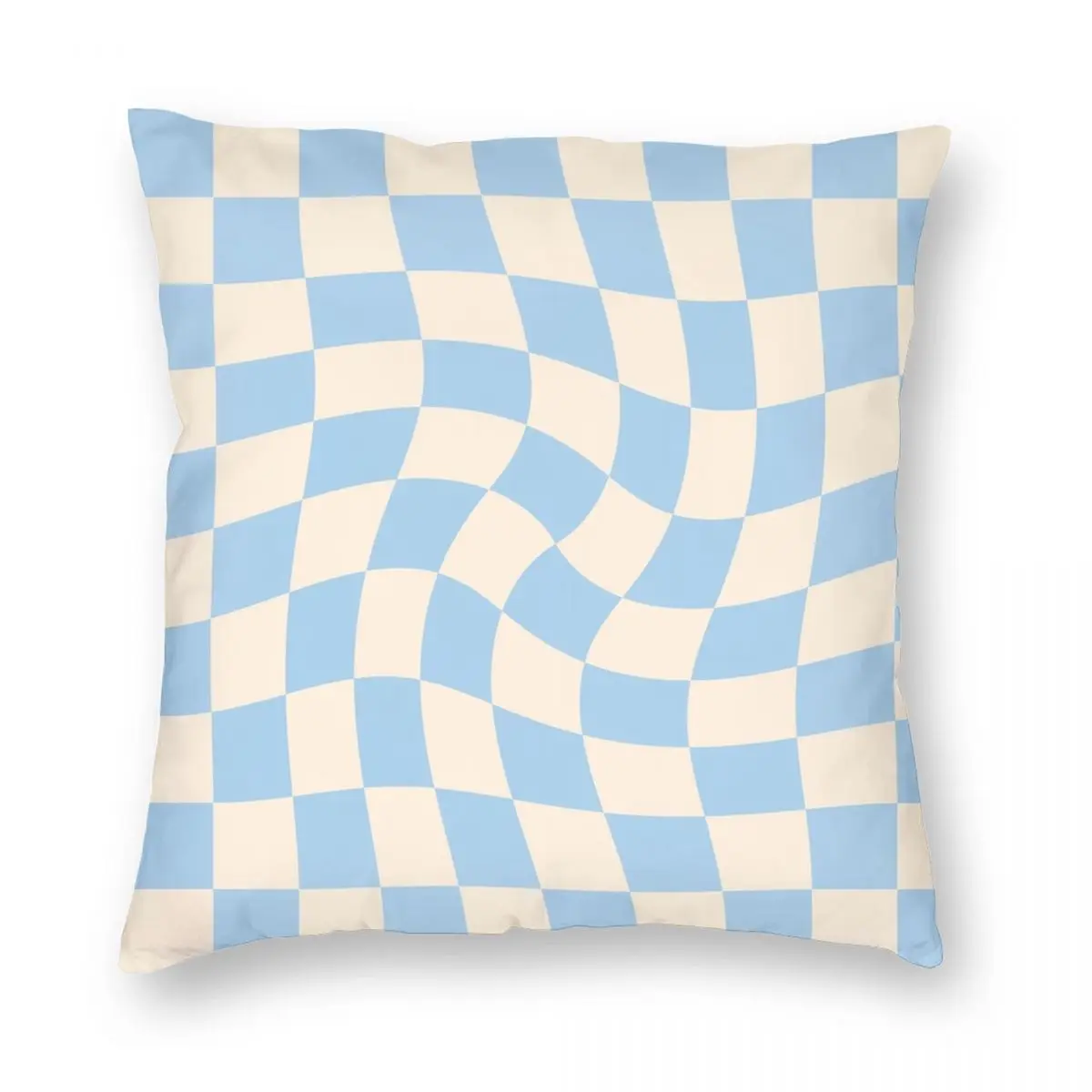 

Check II Baby Blue Twist Pillowcase Polyester Linen Velvet Creative Zip Decorative Sofa Cushion Cover