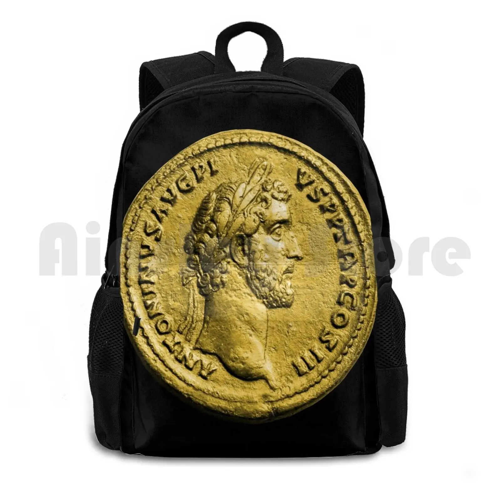 

Antoninus Pius Gold Roman Coin Outdoor Hiking Backpack Riding Climbing Sports Bag Gold Roman Coin Ancient History Sestertius