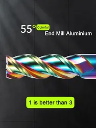 สีสัน End Mill อลูมิเนียม HRC55 3F เครื่องตัดไม้อะคริลิคพลาสติกทองแดงตัดเครื่องมือ CNC Maching เครื่องกัดเครื่องมือ Endmils