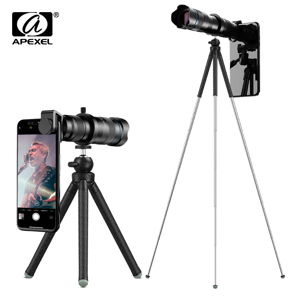 

APEXEL HD 60X metal telephoto zoom lens telescope monocular mobile lens+ extendable tripod for Xiaomi Huawei all Smartphones