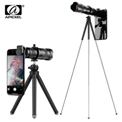 APEXEL HD 60X metal  telephoto zoom lens telescope monocular mobile lens+ extendable tripod for Xiaomi  Huawei all Smartphones