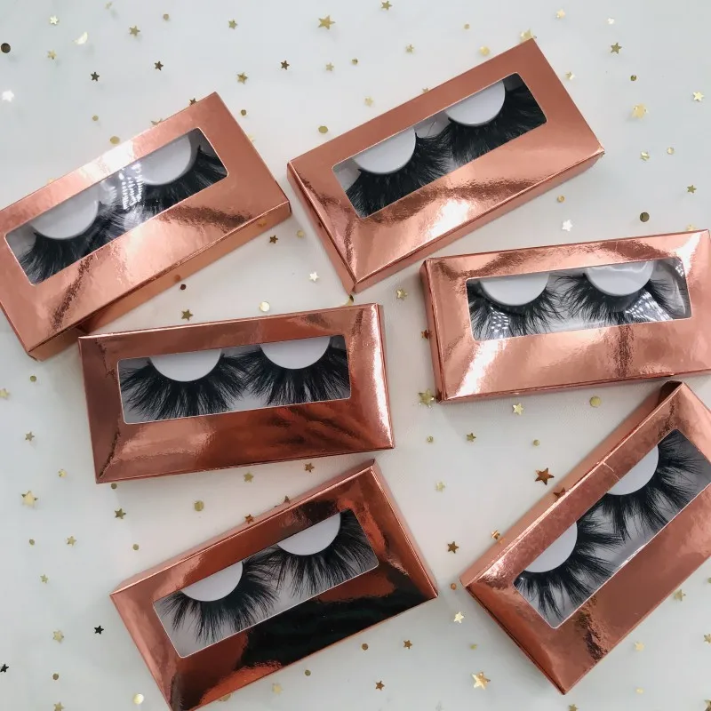 

50 pairs mink lashes 25mm lashes with rose gold box thick and full eyelashes dramatic long eyelashes