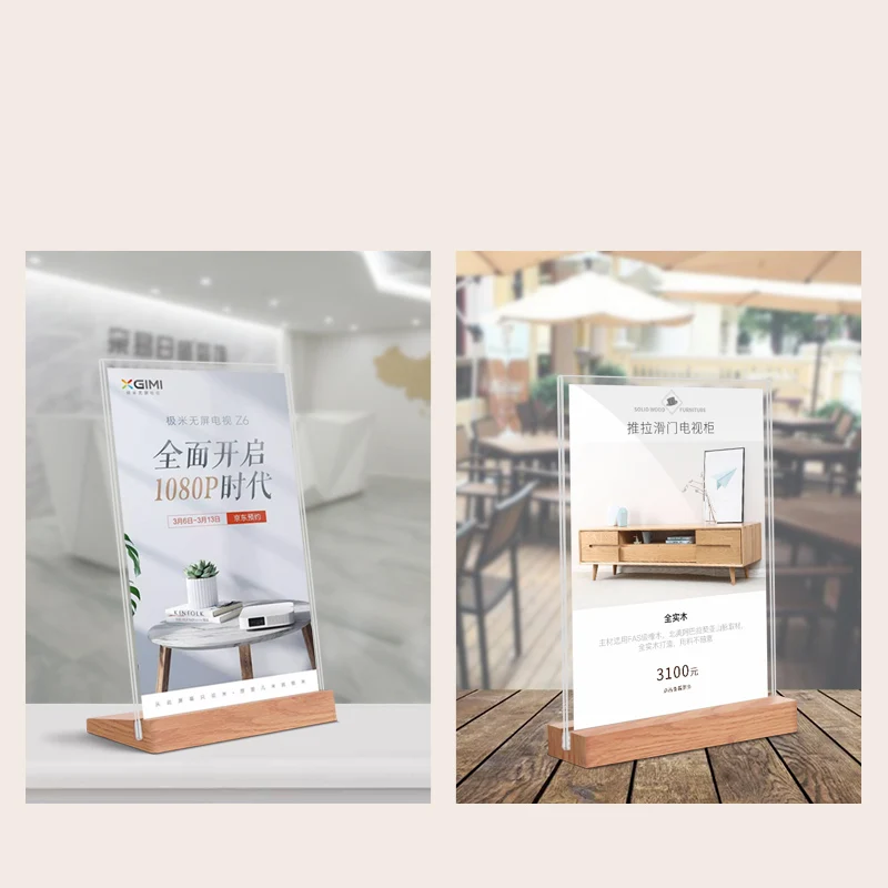 A6 Acrylic L-Style T-Type Strong Table Signboard Double-Sided Tab Le Sign Display Card Rack Table A4 A6 Paper Holder Showing