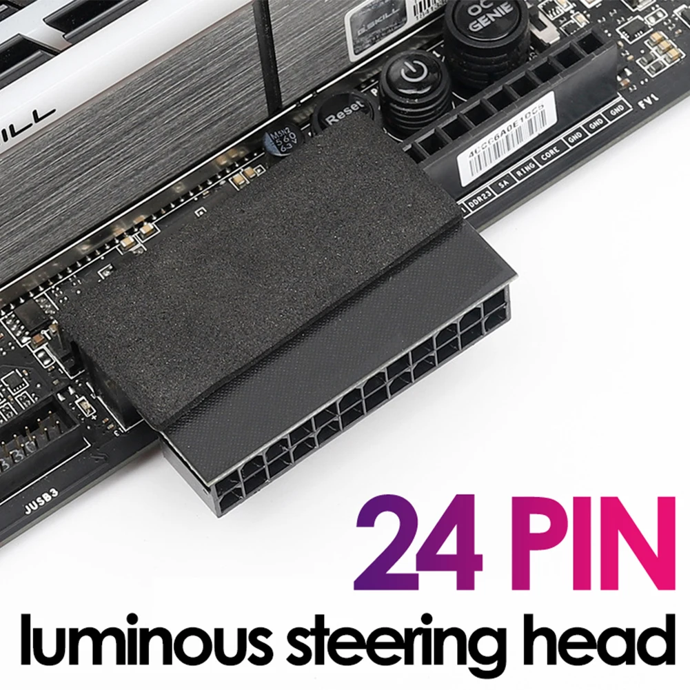 ATX محول الطاقة 24 دبوس أنثى إلى 24 دبوس ذكر بزاوية محول اللوحة الرئيسية لكبلات الطاقة سطح المكتب