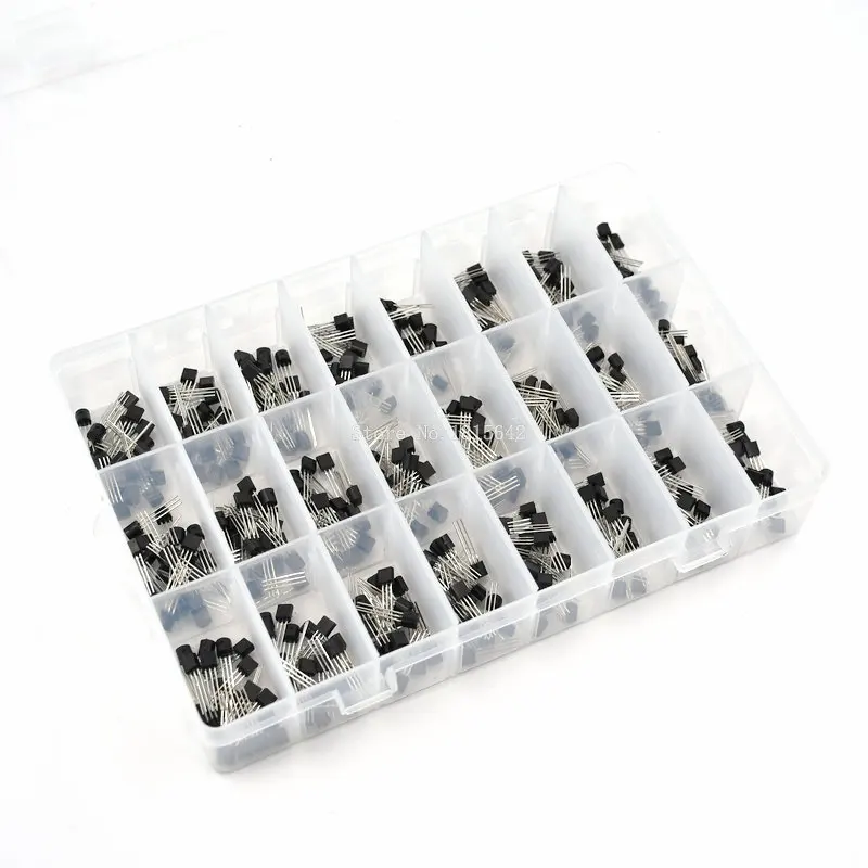 24Values TO-92 Transistor Assortment Assorted Kit Each BC327 BC337 BC517 BC547 BC548 BC549 2N2222 3906 3904 5401 5551 C945 1015