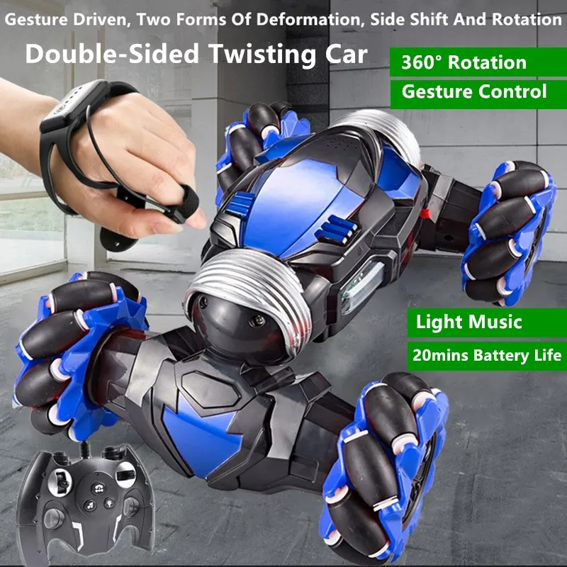 Watch Control RC Stunt Twisting Climbing Car 12CH 20mins 4WD 360°Rotating Double-Sided Driving Remote Control Off-Road Vehicle