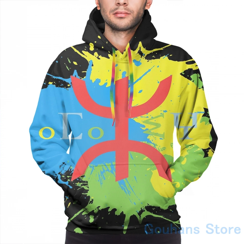 Mens Hoodies Sweatshirt for women funny Amazigh Flag Splash Art Design  print Casual hoodie Streatwear