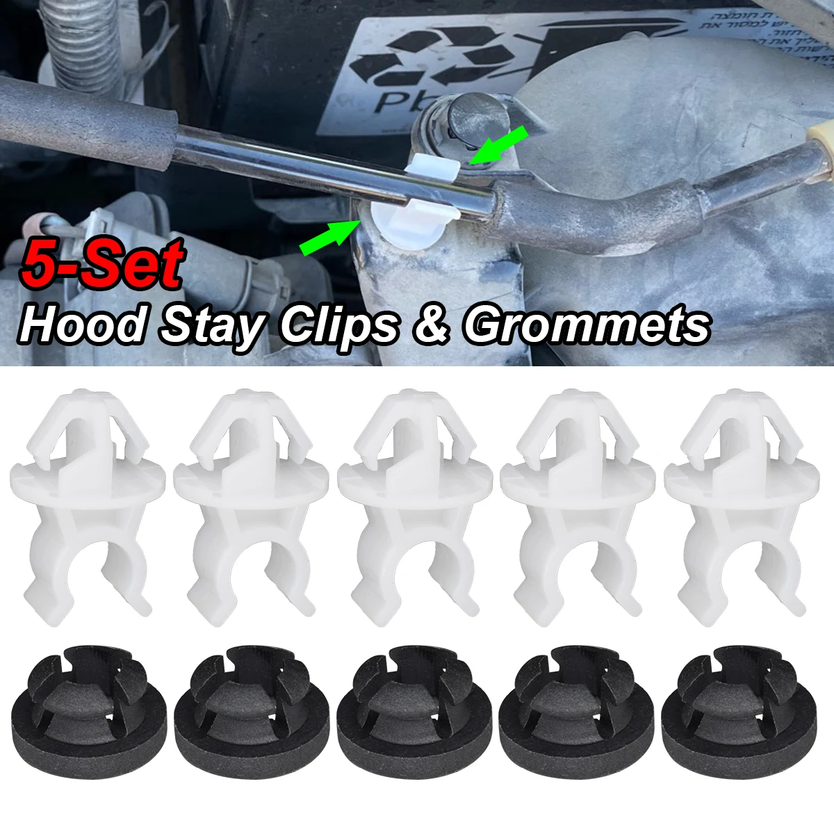 5Set Bonnet Hood Support Prop Rod Holder Clip For Honda S2000 Accord Odyssey Prelude City Civic Jade Acura RDX TSX 91503-SS0-003 