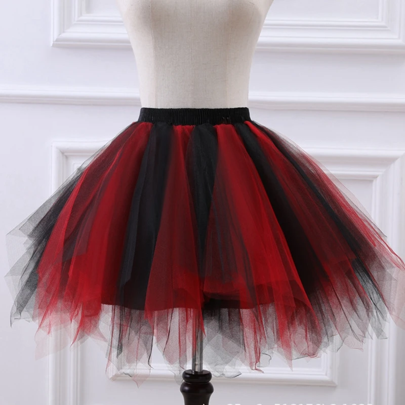 ในสต็อก Hard Tulle สั้น Tutu Lolita ชุด Petticoat Jupon Sous Robe Mariage Casamento Tutu Femme