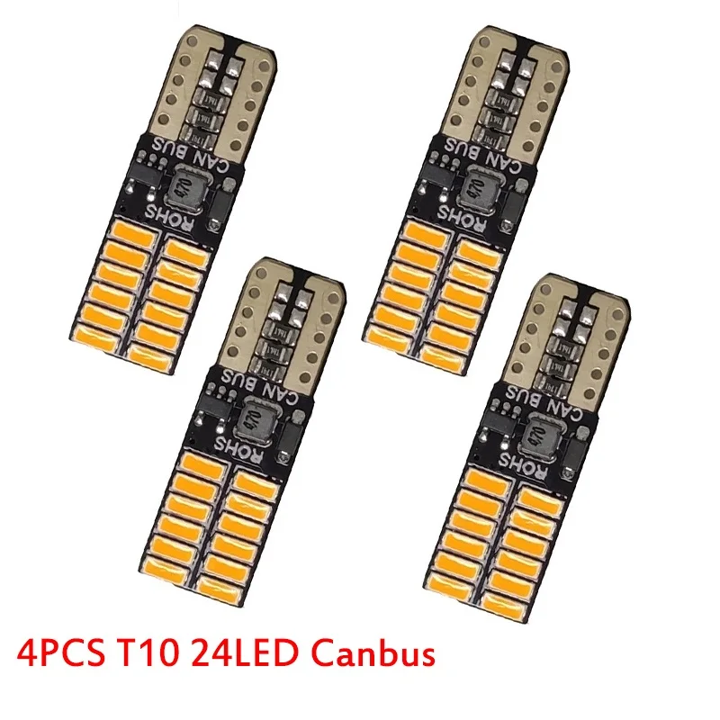 

4X T10 Светодиодный лампочки Canbus 5W5 автомобиля W5W светодиодный сигнальный светильник 12V 6000K Подсветка регистрационного номера светильник s 4014 24SMD белый, в багажнике лампа для Audi 2012 5 Вт