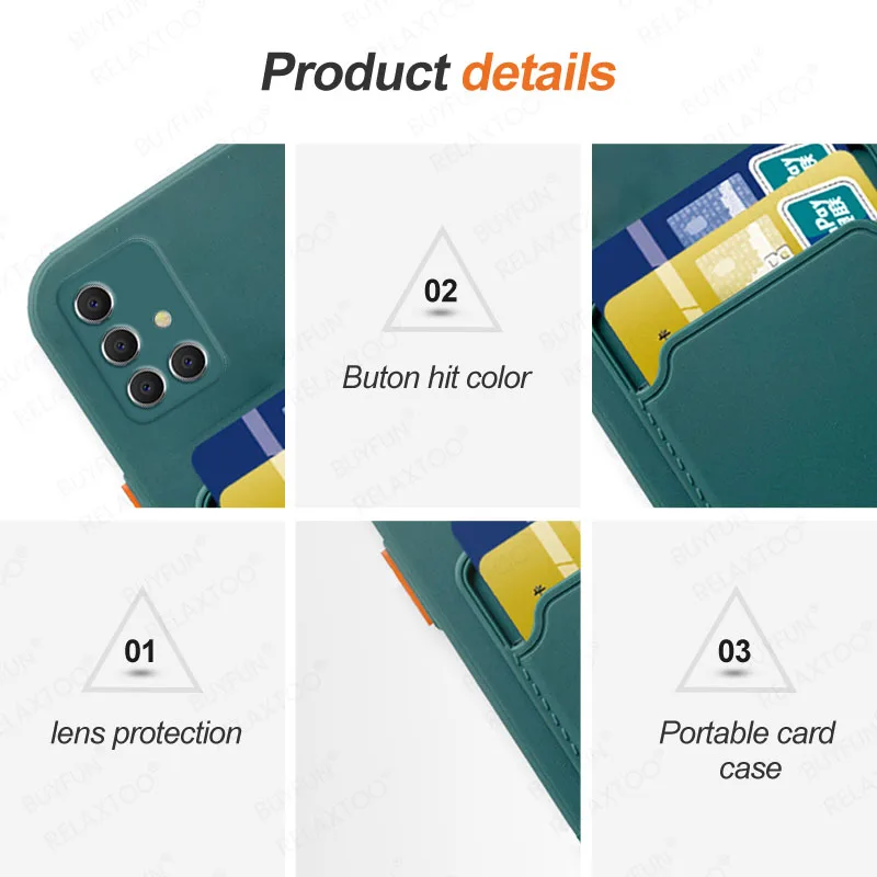 2-in-1 Card Pocket Camera Protection Case For Samsung A71 4G Soft TPU Shell On For Galaxy A71 A7 1 A 7 1 71 + Screen Glass Cover